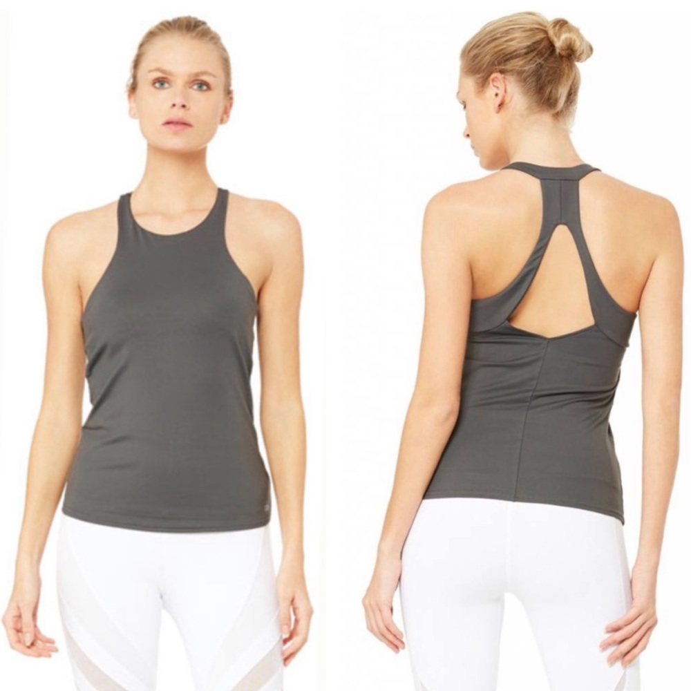 Alo Yoga Anthracite Grey Gala Bra Tank Top Small